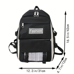 4pc Plaid Pattern Backpack Set Lightweight Travel Schoolbag Tote Crossbody Penci