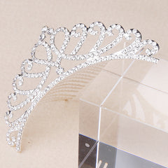 Mini Princess Crown Comb Rhinestone Hair Comb Faux Pearl Headwear