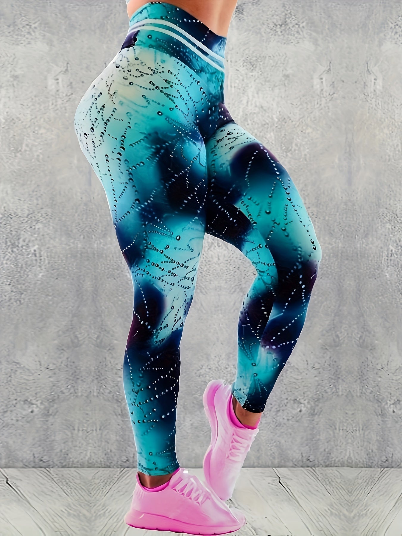  Tie Dye Dot Print Wideband Waist Leggings