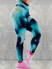  Tie Dye Dot Print Wideband Waist Leggings