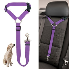 2 In 1 Pet Car Seat Belt Nylon Lead Leash Backseat Safety Belt Adjustable