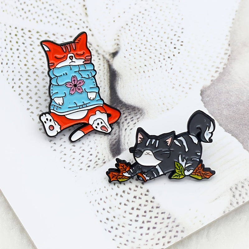 Playing Napping Cat Zinc Alloy Brooch For Party