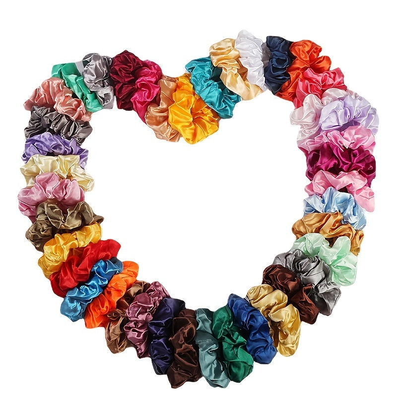 60pcs Satin Scrunchies Hair Tie Elastic Hair Rope For Women Girls