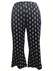 Women's Plus Allover Print Wide Leg Trousers