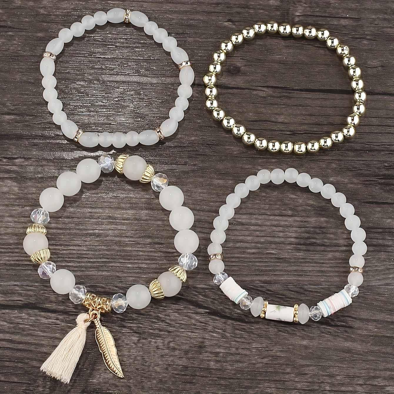 Bohemia Beaded Bracelets Tassels & Leaves Pendant Vintage Bracelet Set