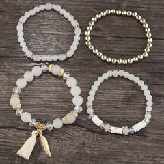 Bohemia Beaded Bracelets Tassels & Leaves Pendant Vintage Bracelet Set