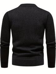 Knitted Solid Sweater Men's Crew Neck Pullover