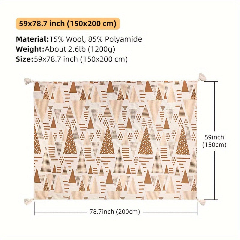 Boho Tassel Linen Blanket Vintage Stylish Plaid Sofa Mat for Home Outdoor