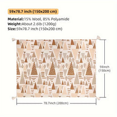 Boho Tassel Linen Blanket Vintage Stylish Plaid Sofa Mat for Home Outdoor