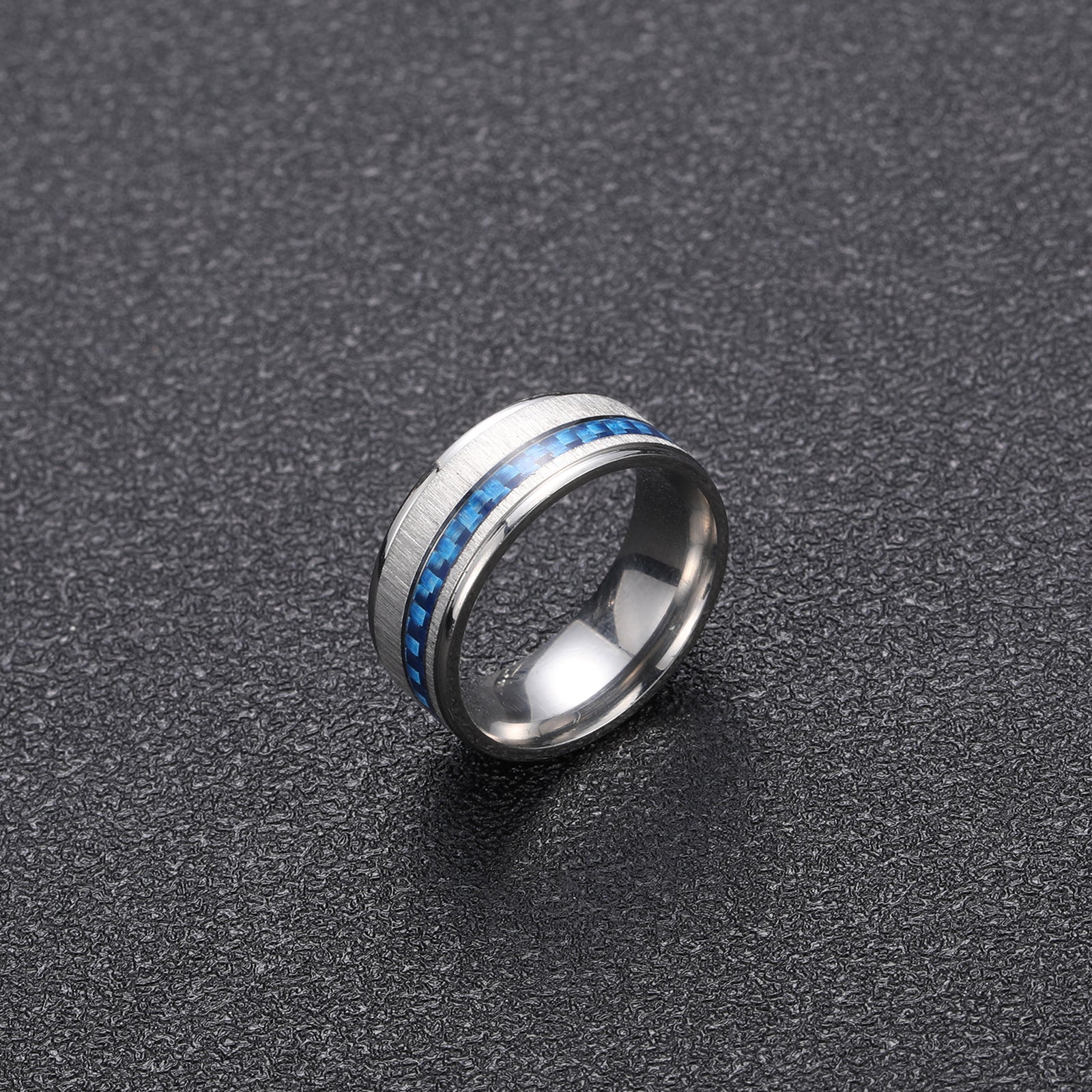Men's Stainless Steel Sapphire Ring