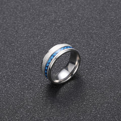 Men's Stainless Steel Sapphire Ring