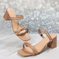 Women's Chunky Heels Cross Strap Sandals