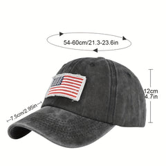 Vintage Washed Distressed Cotton Dad Hat Flag Patch Baseball Cap