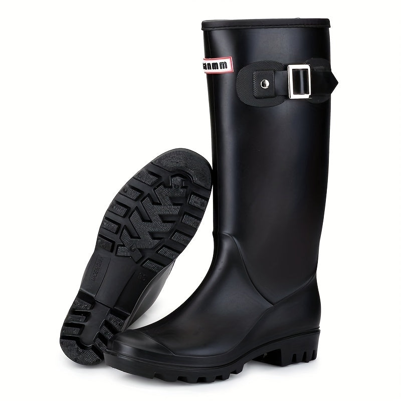 Women's Waterproof High Top Buckle Rain Boots