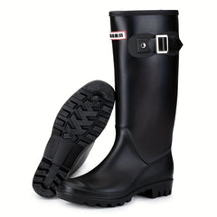 Women's Waterproof High Top Buckle Rain Boots
