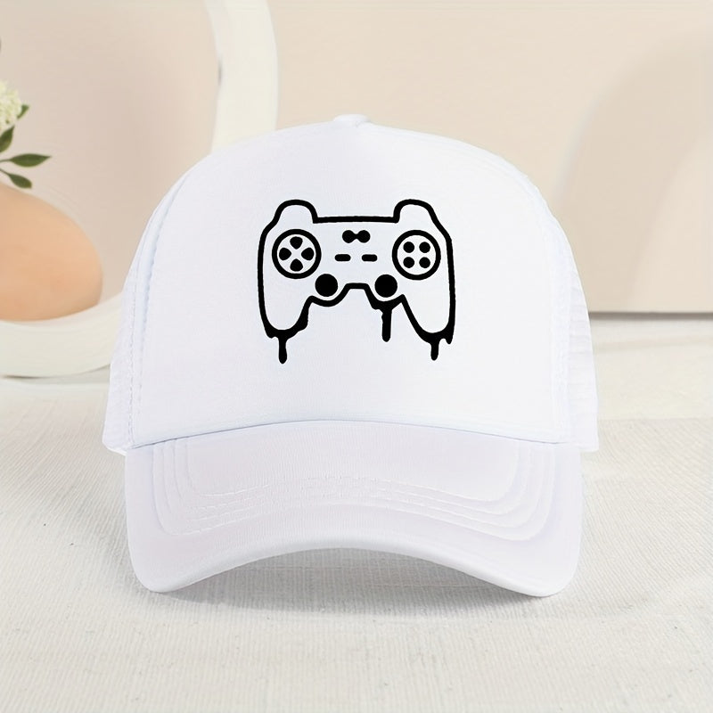 Kids Mesh Sunshade Gamepad Embroidery Baseball Cap