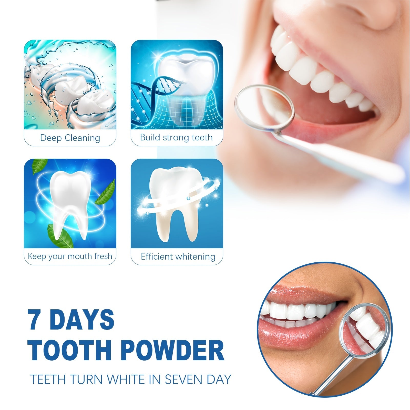 Mint Fresh Teeth Whitening Powder Tartar Oral Care Breath Freshener