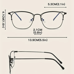 Square Anti Glasses For Women Men Lightweight Metal Frame Clear Lens Glasses