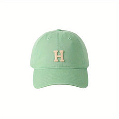 Letter Patch Baseball Cap Mint Green Lightweight Casual Sun Hat