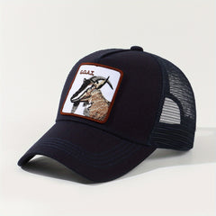 Goat Embroidery Patch Trucker Hat Mesh Breathable Unisex Golf Baseball Cap