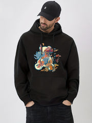 Cartoon Bear Print Hoodie Men's Graphic Pullover Hoodie