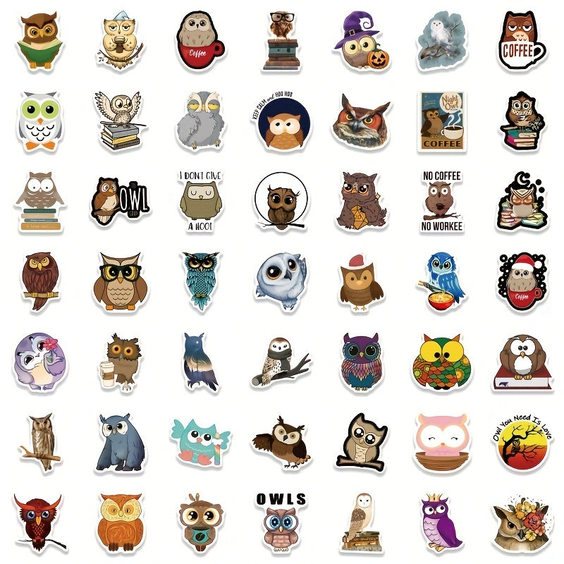 100pcs Waterproof Owl Stickers Wall Decals Wisdom Clever Animal Vinyl Stickers