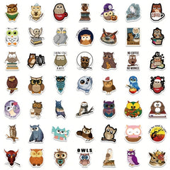 100pcs Waterproof Owl Stickers Wall Decals Wisdom Clever Animal Vinyl Stickers
