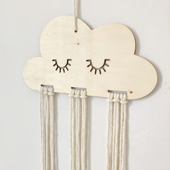 DIY Cloud Wood Chip Hair Clips Storage with 6 Storage Rope