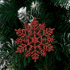 9pcs Snowflake Christmas Tree Decoration Red Pendant Party Supply