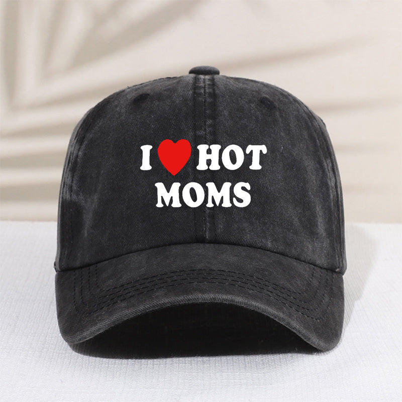 Girl's Mesh Printed I Love My Hot Moms Distressed Baseball Cap For Kids