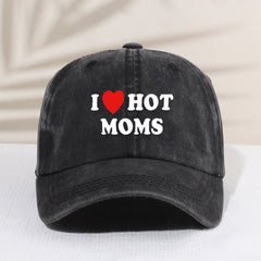 Girl's Mesh Printed I Love My Hot Moms Distressed Baseball Cap For Kids
