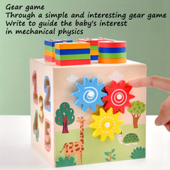 Educational Shape Sorter Toy for Kids with Numbers, Gears & Animals
