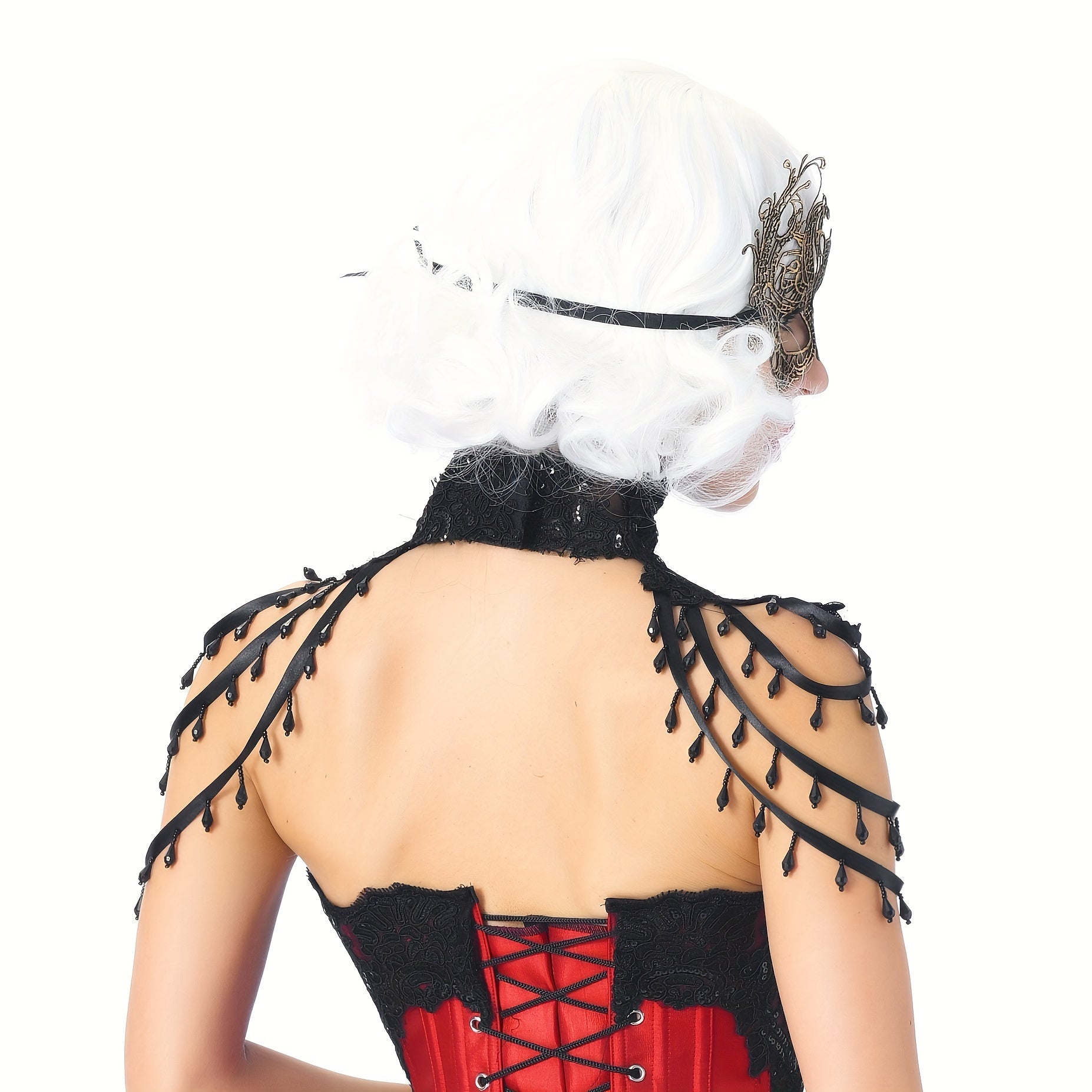 Party Lace Bead Chain Shoulder Cape Gothic Collar