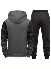 Gradient Print Men's 2pcs Outfit: Hoodie & Sports Trousers