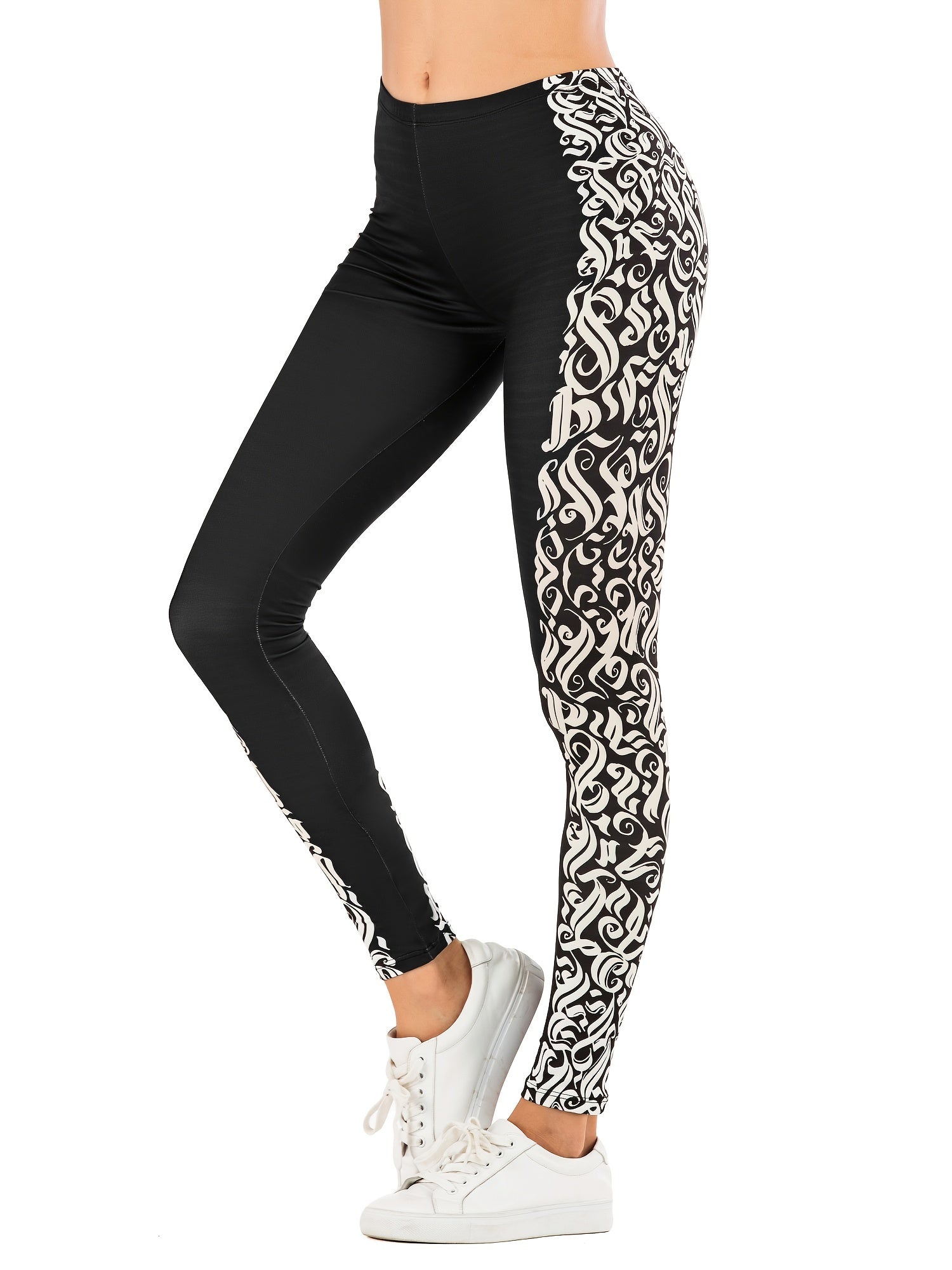 Baroque Print High Waist Slim Leggings