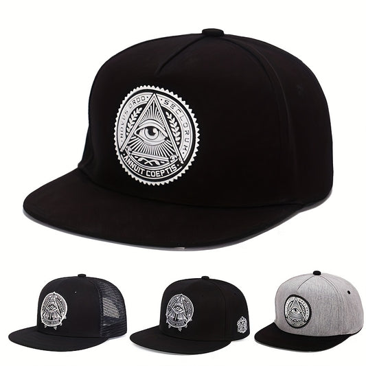 Men's Flat Brim Baseball Cap With Letter Embroidery
