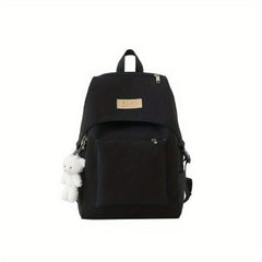 Casual Large Capacity Backpack with Bear Pendant Preppy Travel Bag