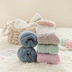 3-Pack Colorblock Fuzzy Socks Warm Mid Tube Stockings