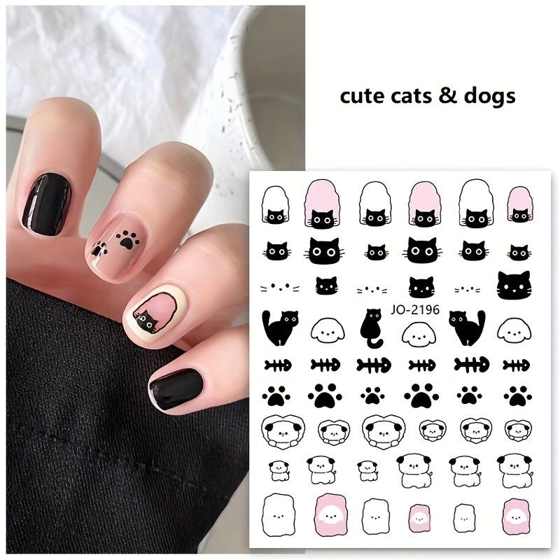 Cartoon Dog Kitten Nail Sticker DIY Decorative Sticker