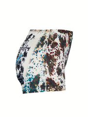 Plus Size Western Style Shorts Women's Plus Graphic & Art Letter & Leopard Print