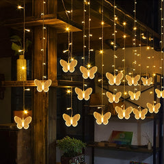 48 LED USB Curtain Lights 8 Modes Waterproof 10 Butterflies for Christmas Decor