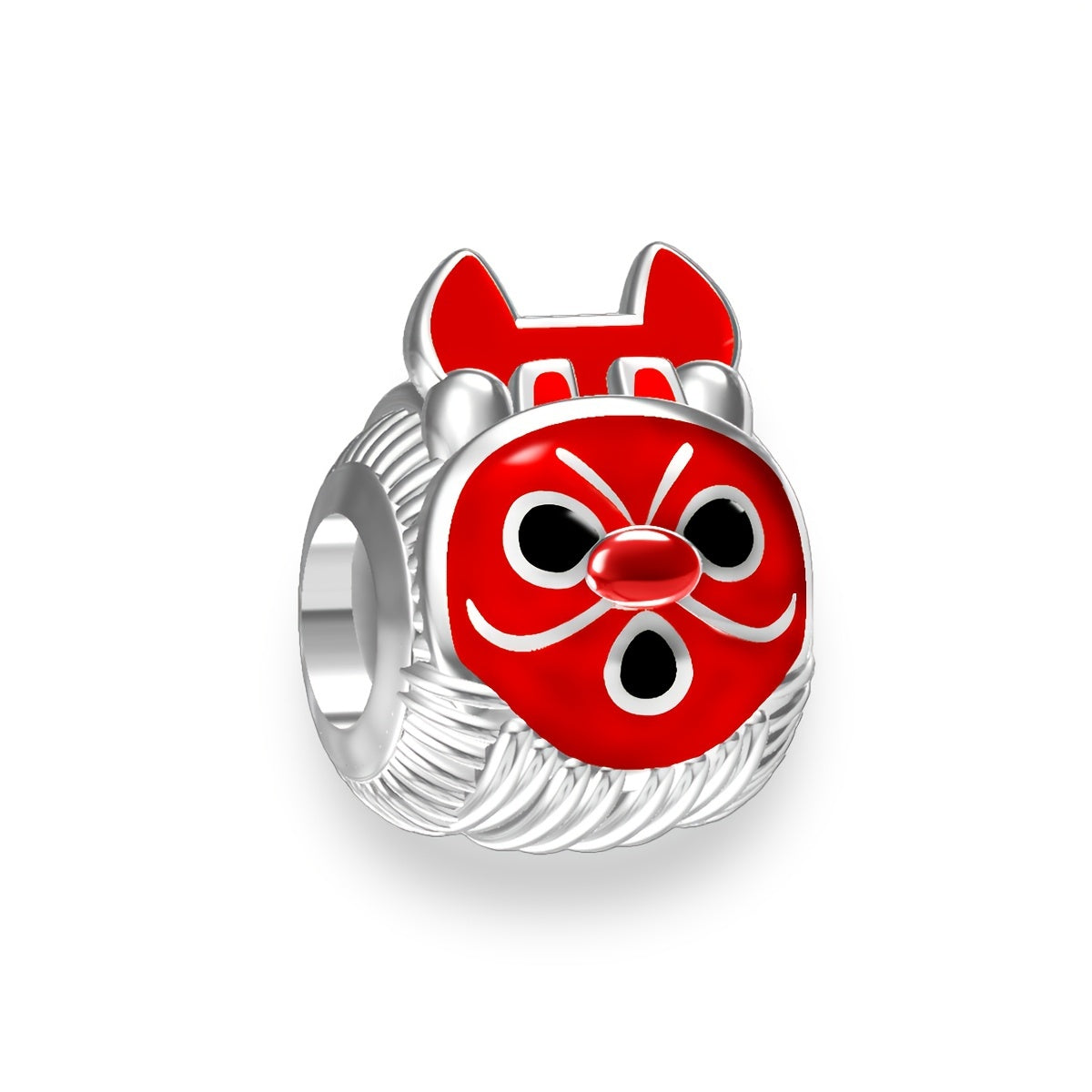 Platinum Lion Dance Mask Charm Bead Pendant DIY Jewelry