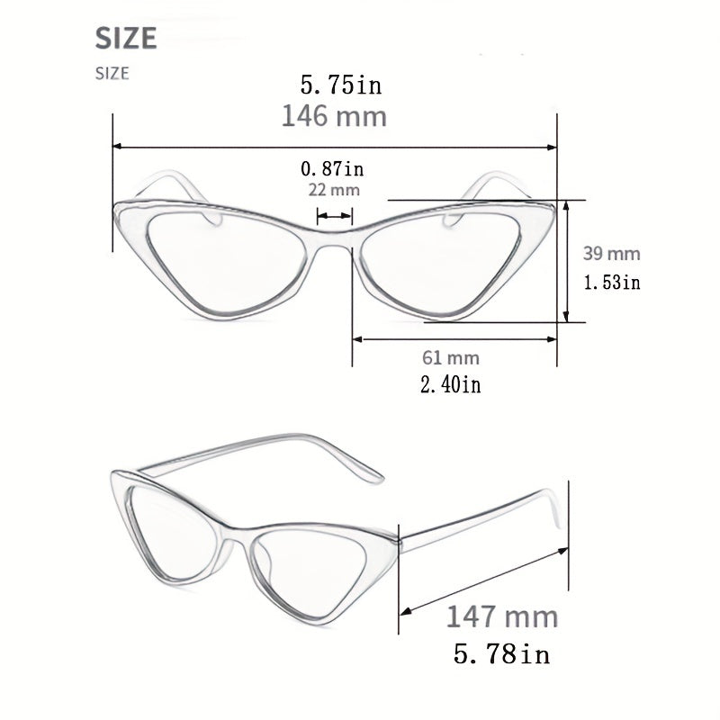 Cat Eye Sunglasses Women Men Triangle Frame Glasses Wrap UV400
