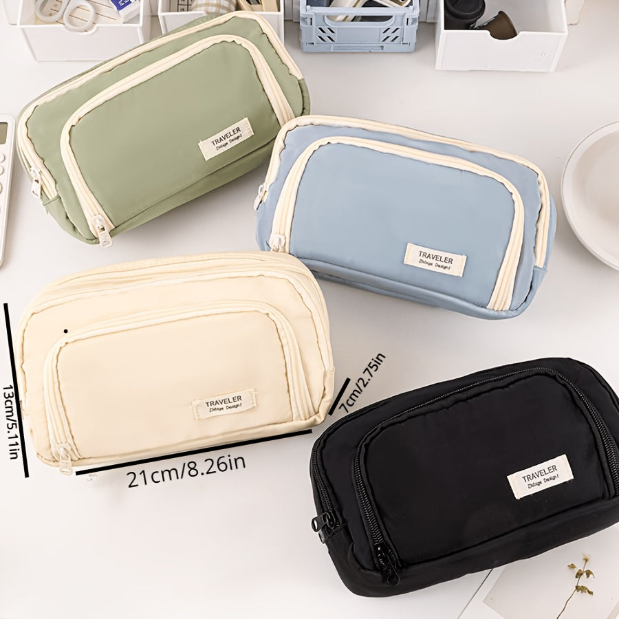 Large Capacity Pencil Case for Students and Makeup Storage