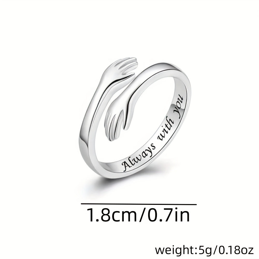 Adjustable Couple Hug Ring Wedding Band Wrap Hand Ring Jewelry