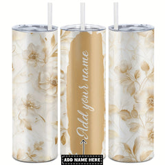 Custom Name Floral Print 20oz Stainless Steel Tumbler