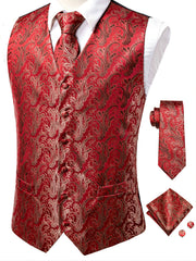 Men's Vintage Fit Sleeveless Vest Set Formal Suit Waistcoat