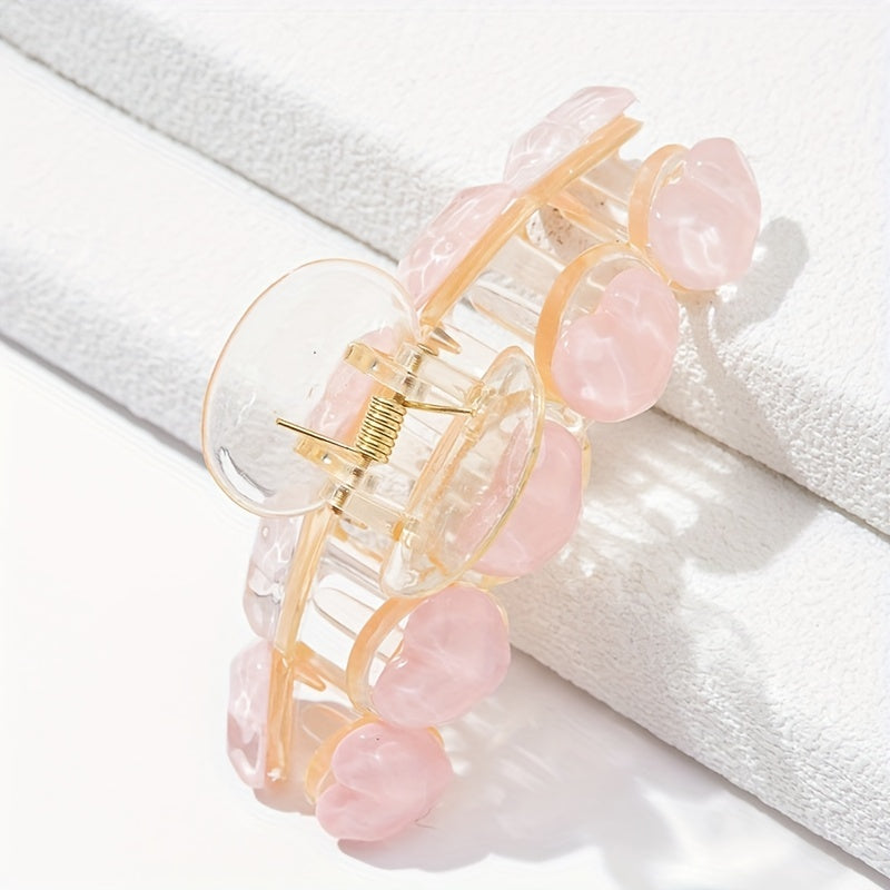 Colorful Heart Decor Hair Claw Style Hair Claw Nonslip Ponytail Holder