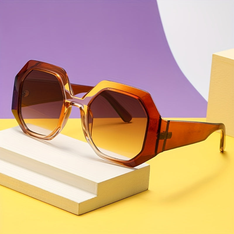 Y2K Polygon Sunglasses Jelly Gradient UV400 Sun Shades Glasses
