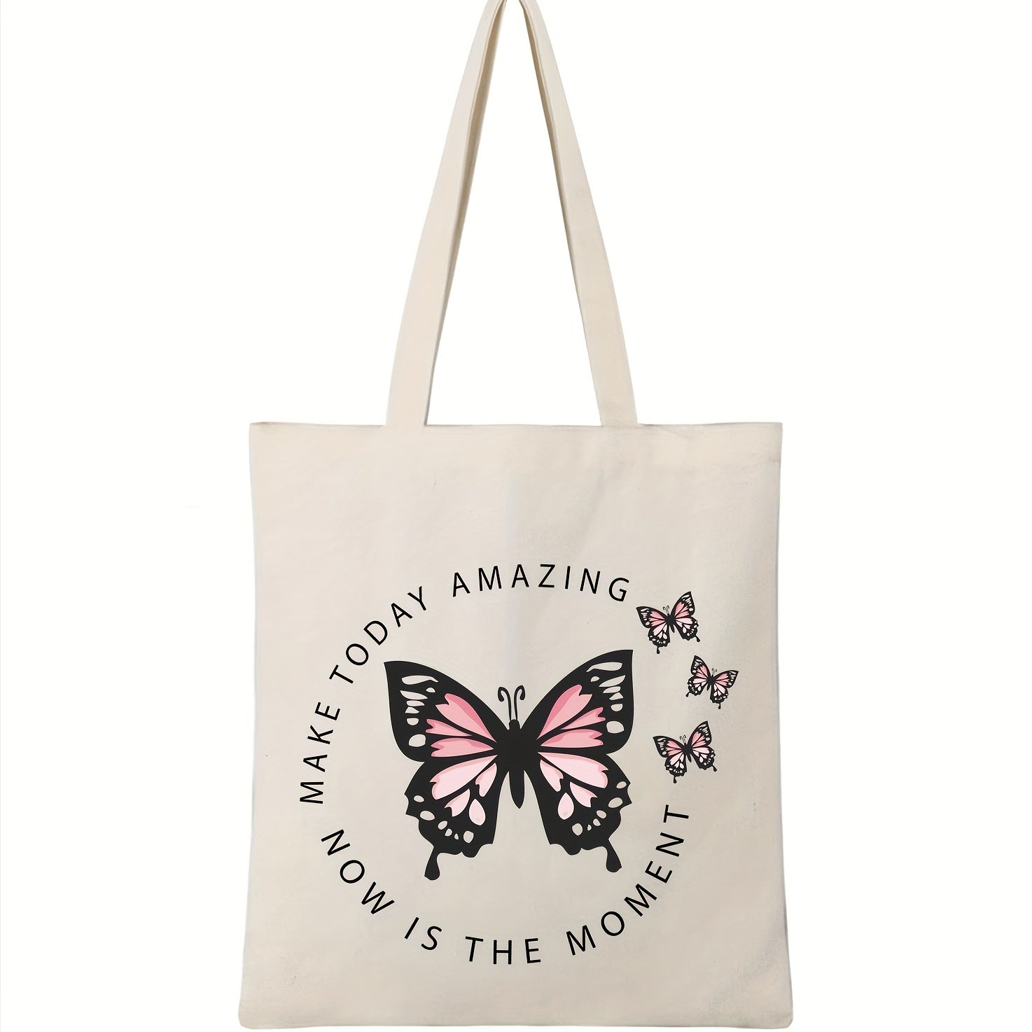 Butterfly Print Beach Tote Bag Large Capacity Canvas Shoulder Bag